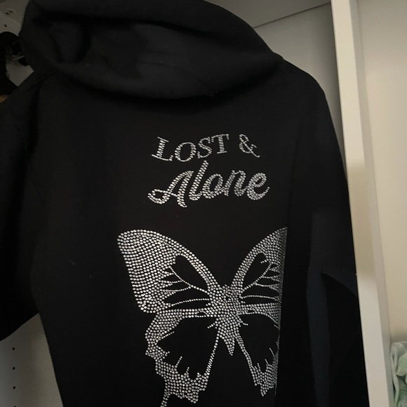 NEW YOURSTRULY RHINESTONE “LOST & ALONE” HOODIE - Picture 1 of 2